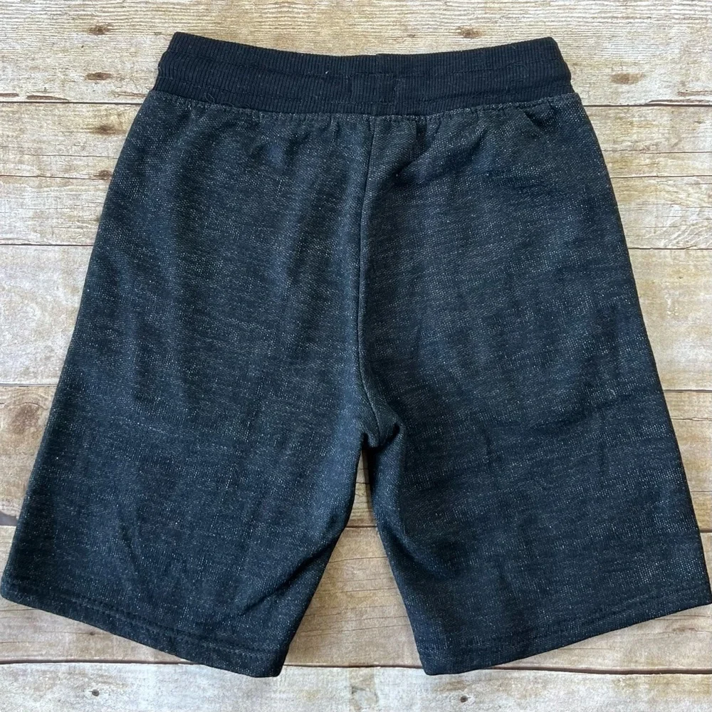 Lee Boys Knit Shorts Charcoal Gray‎ Marl Elastic Waist Lime Green Drawstring